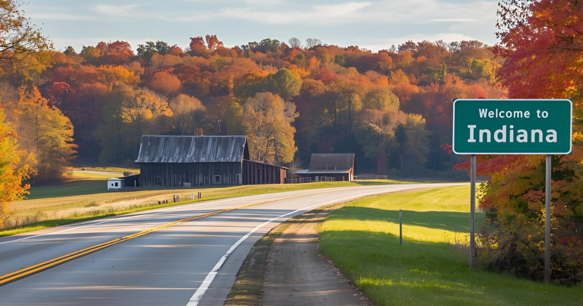 Facebook image showing a scenic autumn drive on Route 6 in Indiana