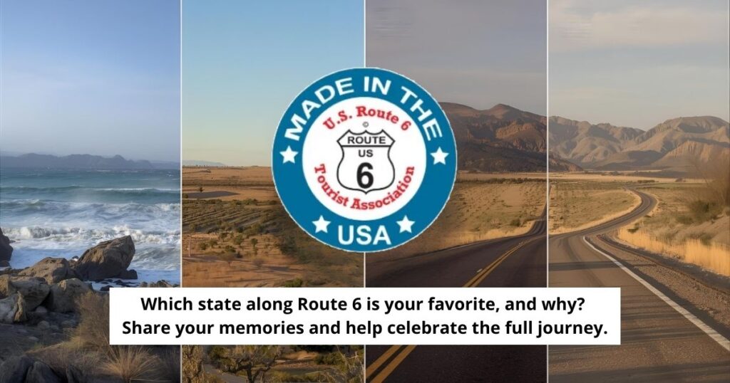 Collage of scenic views, small towns, and landscapes from multiple states along Historic US Route 6