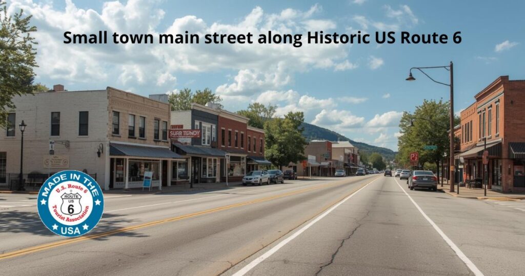 Small town main street along Historic US Route 6
