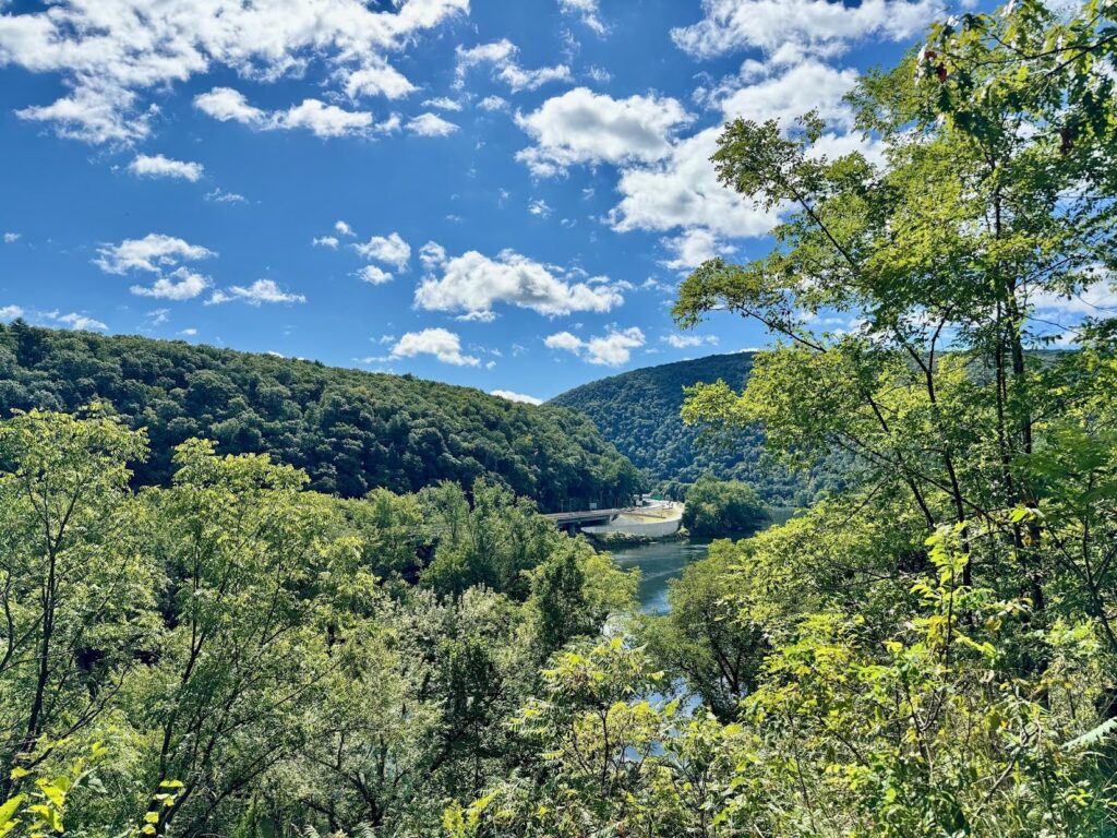 This image shows the Delaware Water Gap National Recreation Area, located on the border of New Jersey and Pennsylvania.