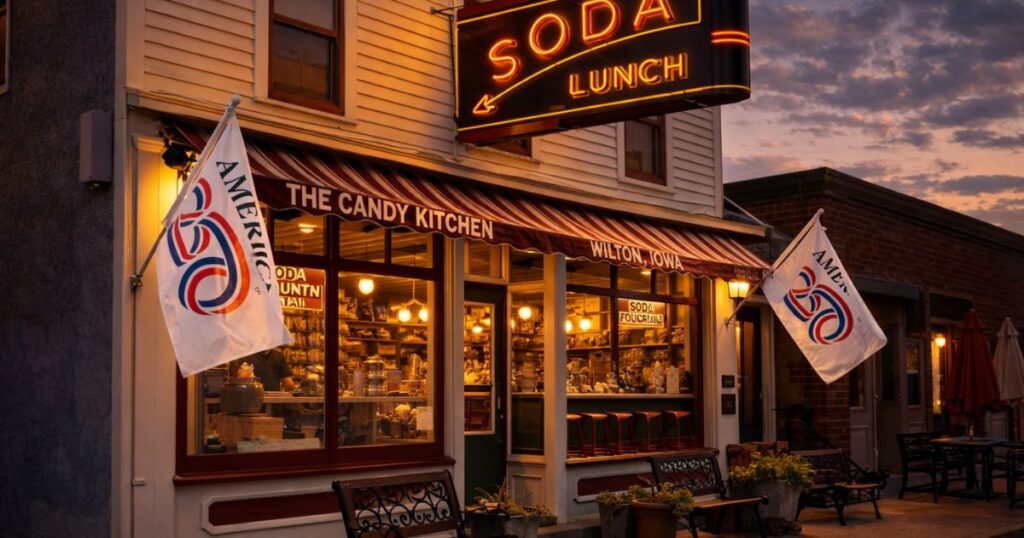 Wilton Candy Kitchen soda fountain in Wilton Iowa along US Route 6